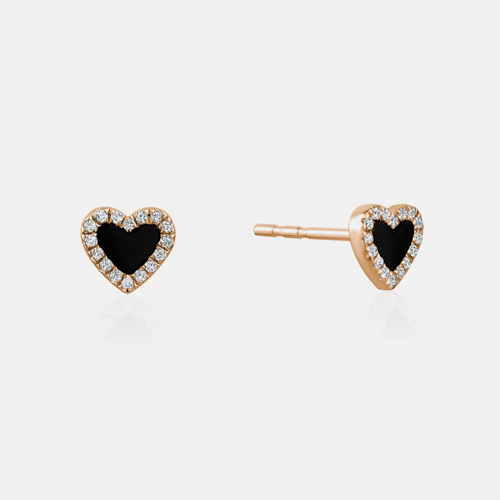 Diamond Border Heart Studs