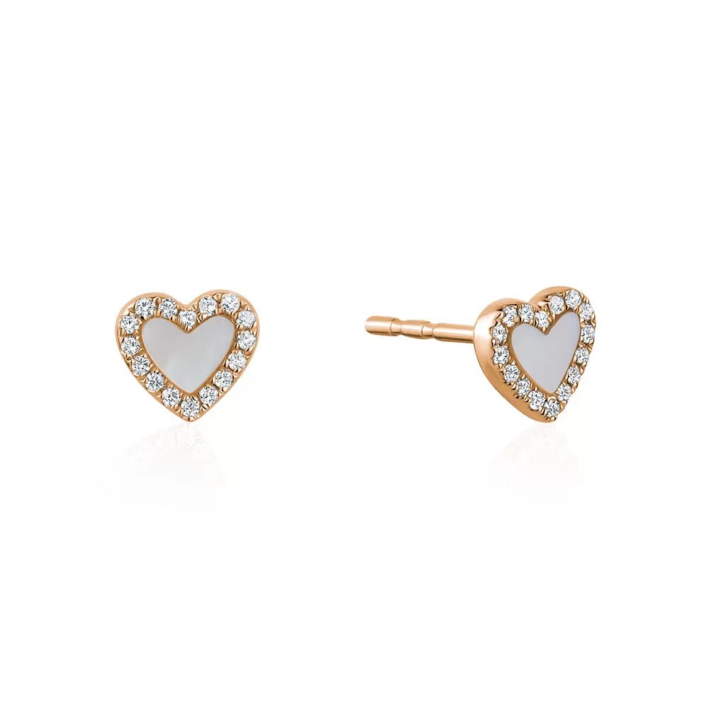 Diamond Border Heart Studs