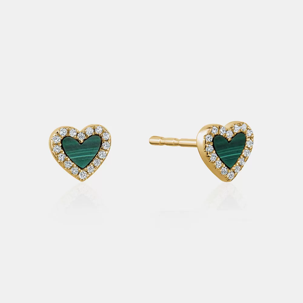 Diamond Border Heart Studs