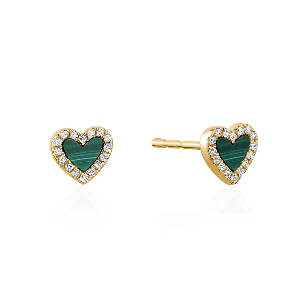 Diamond Border Heart Studs