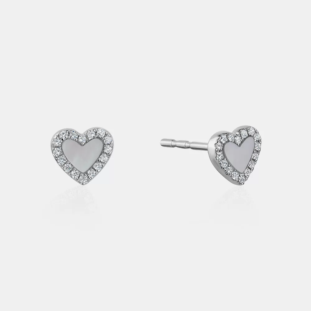 Diamond Border Heart Studs