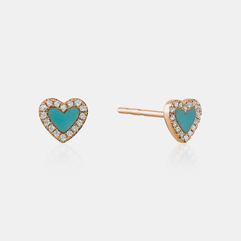 Diamond Border Heart Studs