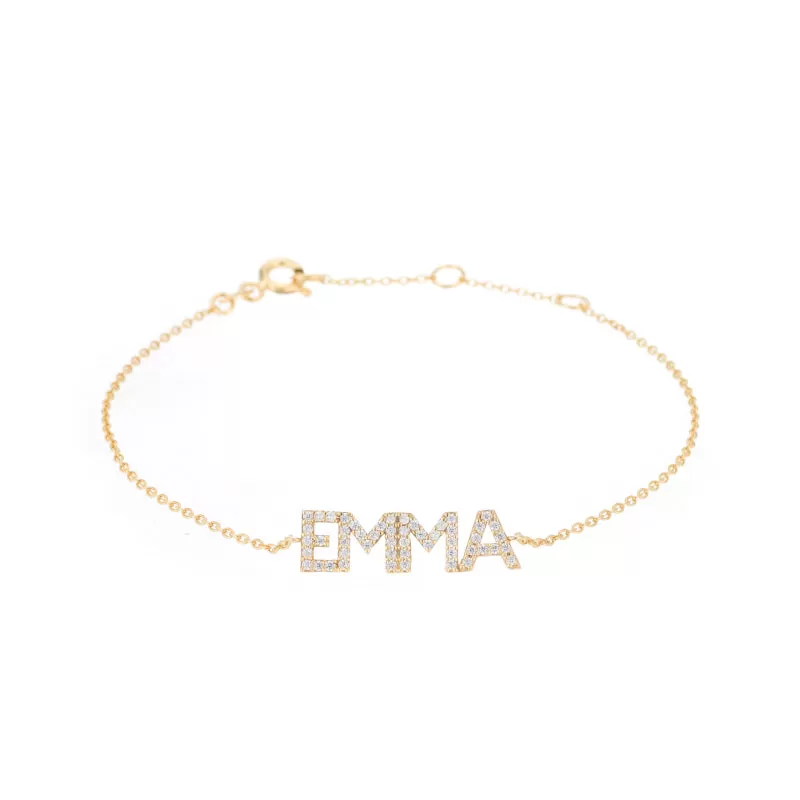 Diamond Pavé Personalized Block Letter Bracelet