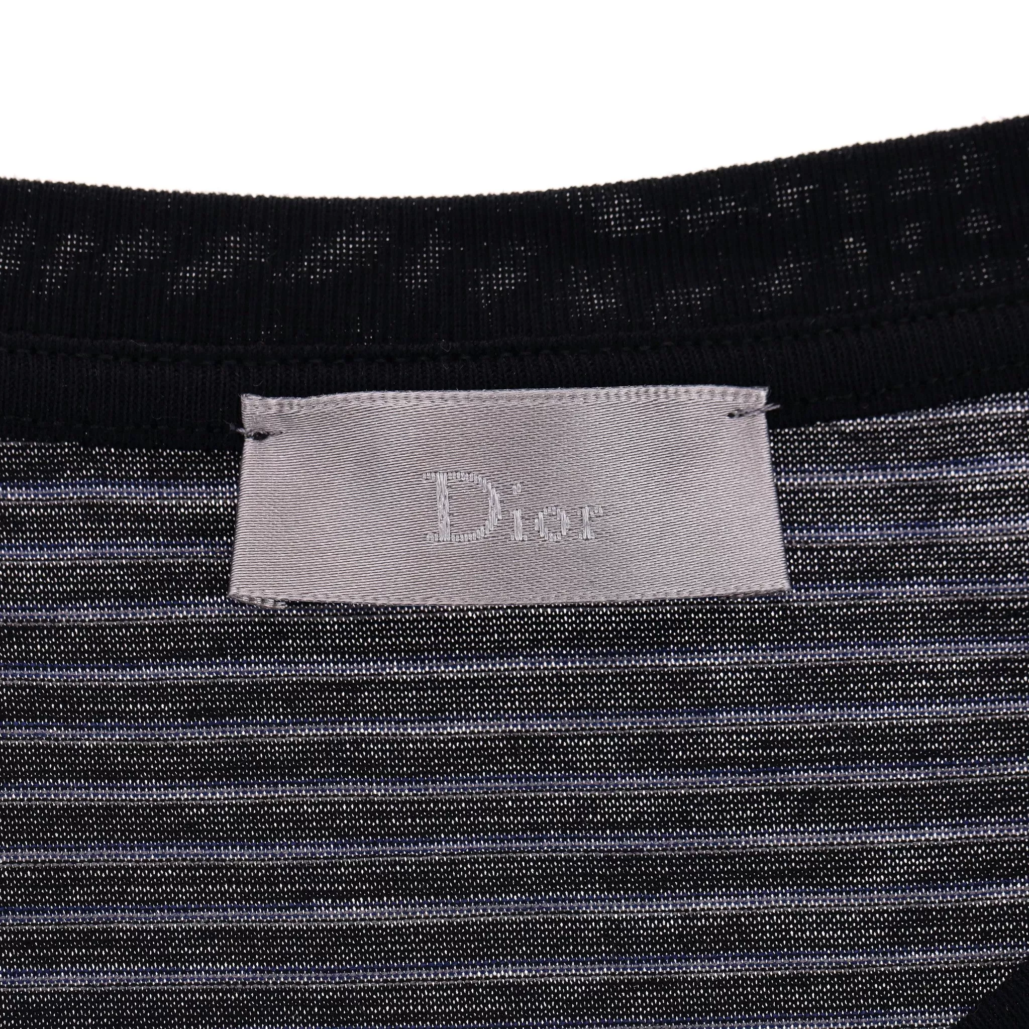 Dior Cotton Striped Logo T-Shirt. Size 54FR