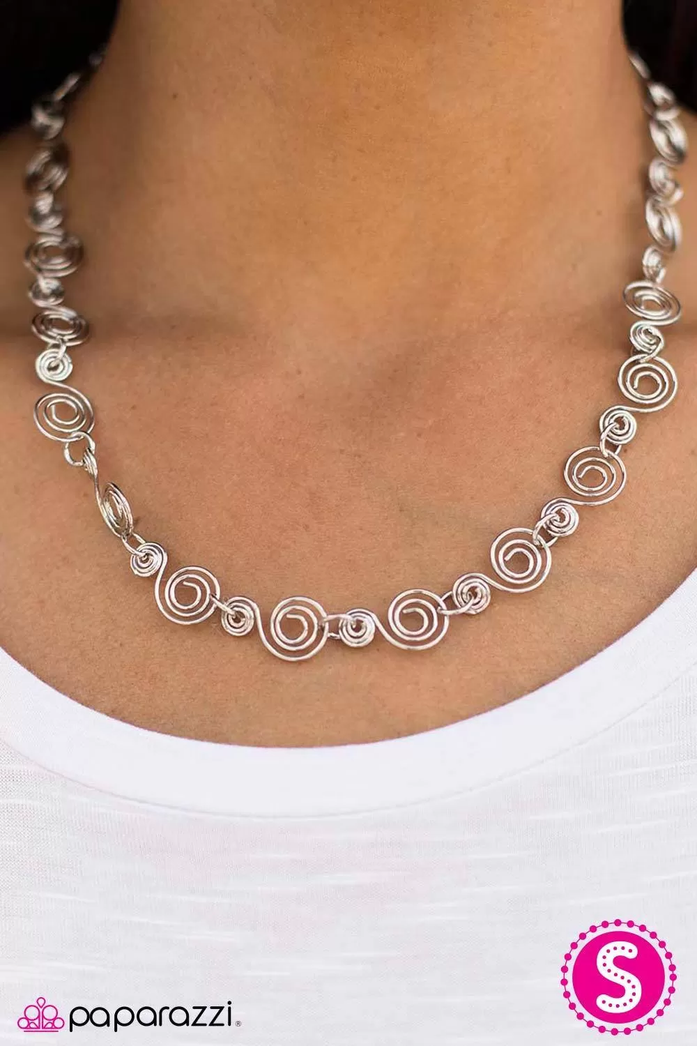 Dizzy Dancing Silver Necklace - Paparazzi Accessories