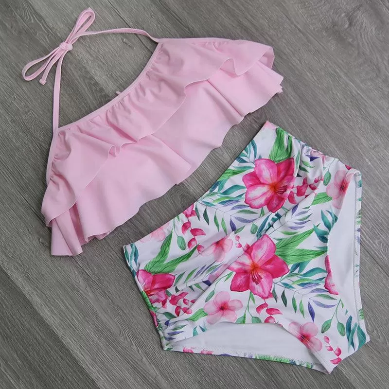 DOUBLE-RUFFLE DOUBLE-TROUBLE TWO-PIECE SWIMSUIT