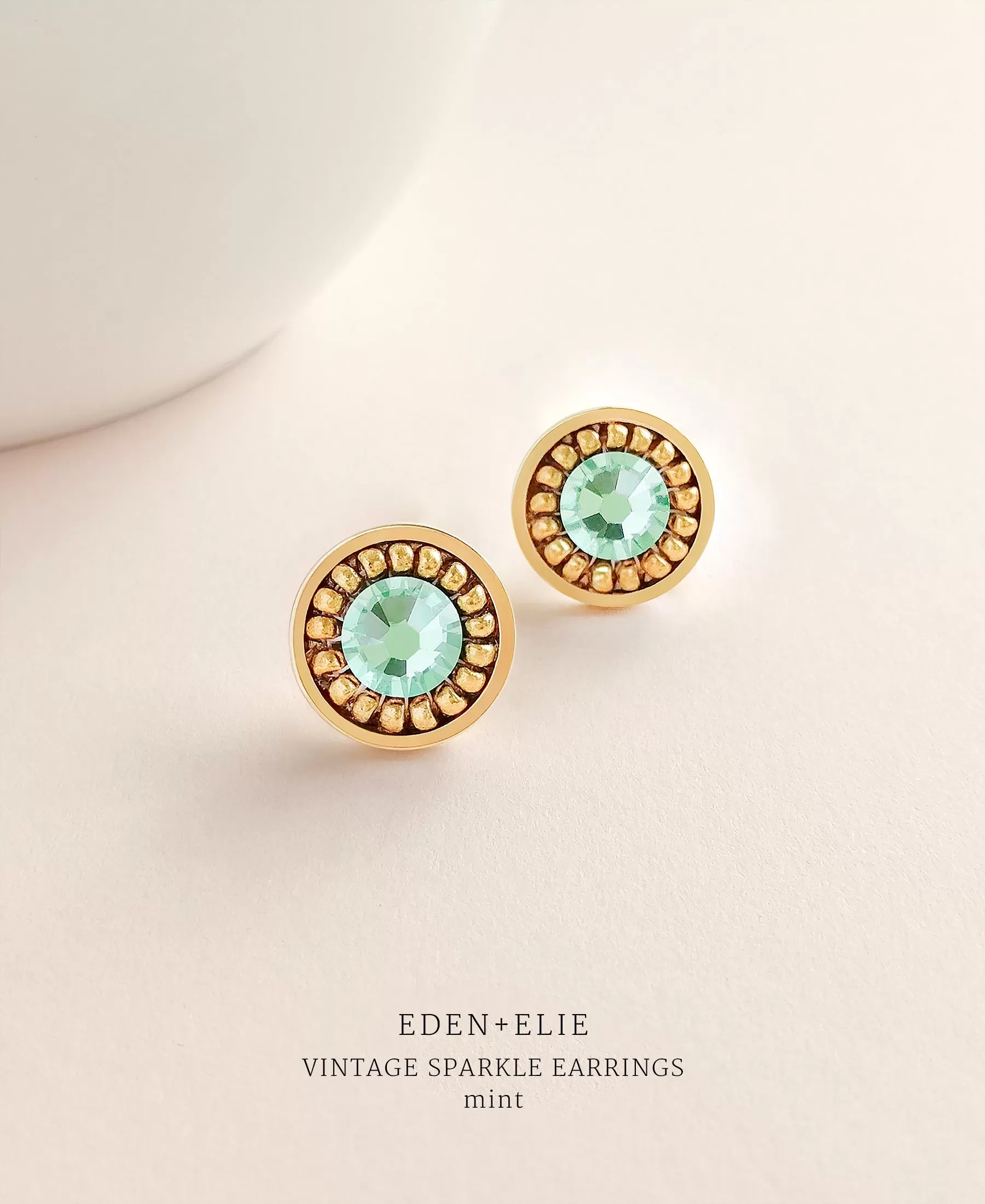 EDEN   ELIE Vintage Sparkle stud earrings - mint green