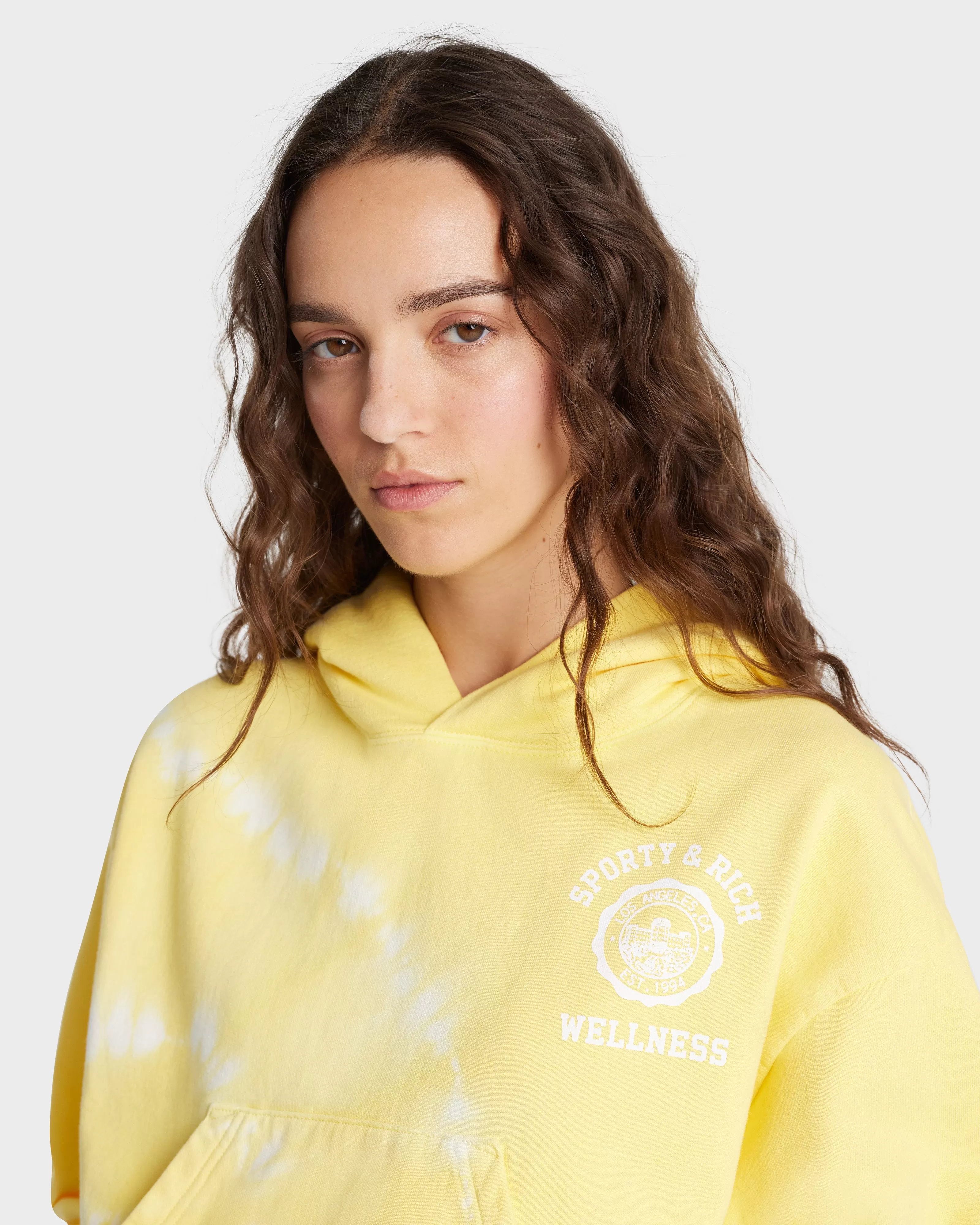 Emblem Cropped Hoodie - Sunshine Tie Dye