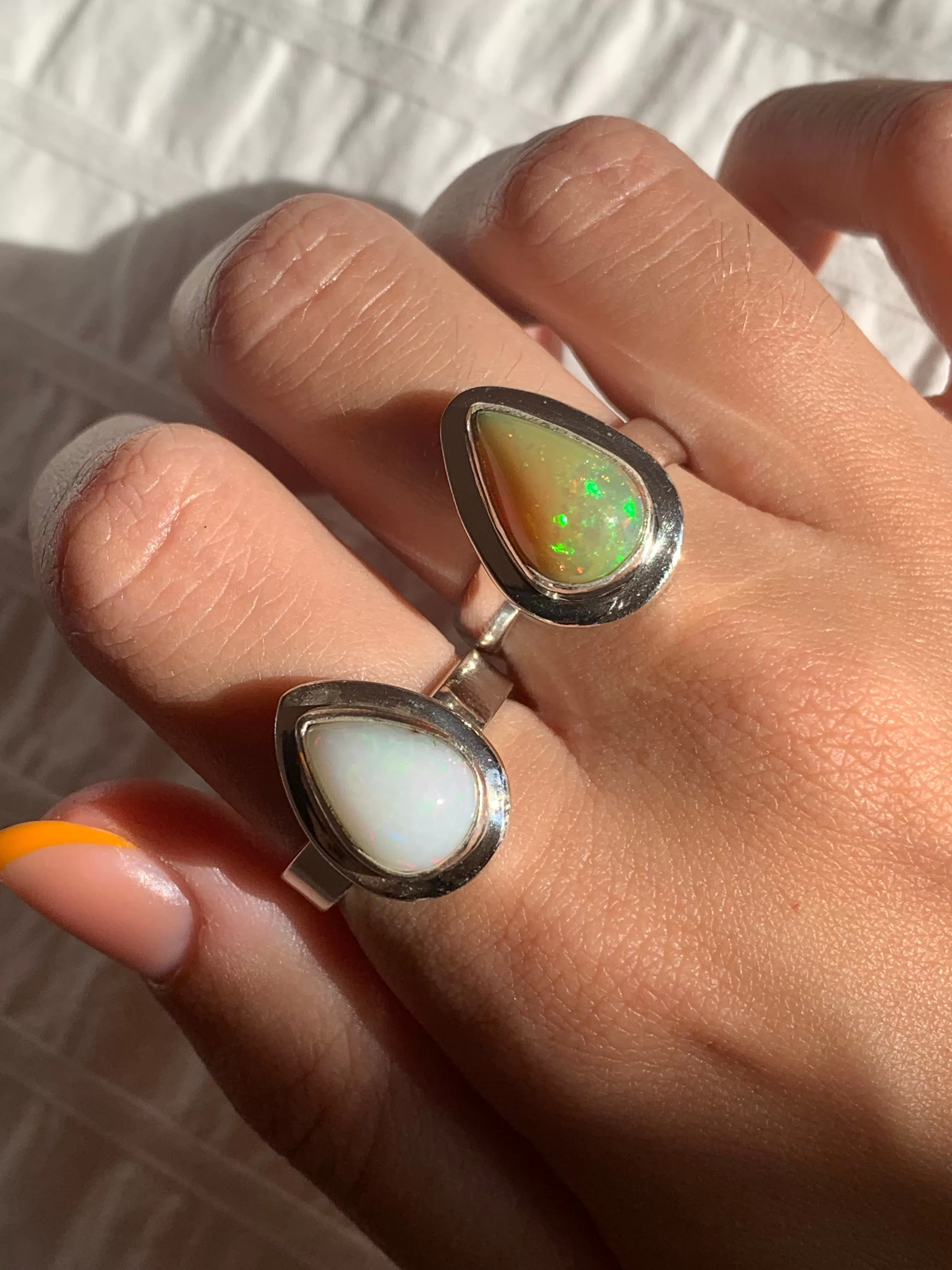 Ethiopian Welo Opal Ansley Ring - Teardrop (US 8 & 9)