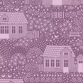 Fabric MY NEIGHBORHOOD LILAC  from Tilda, Hometown Collection, TIL110062