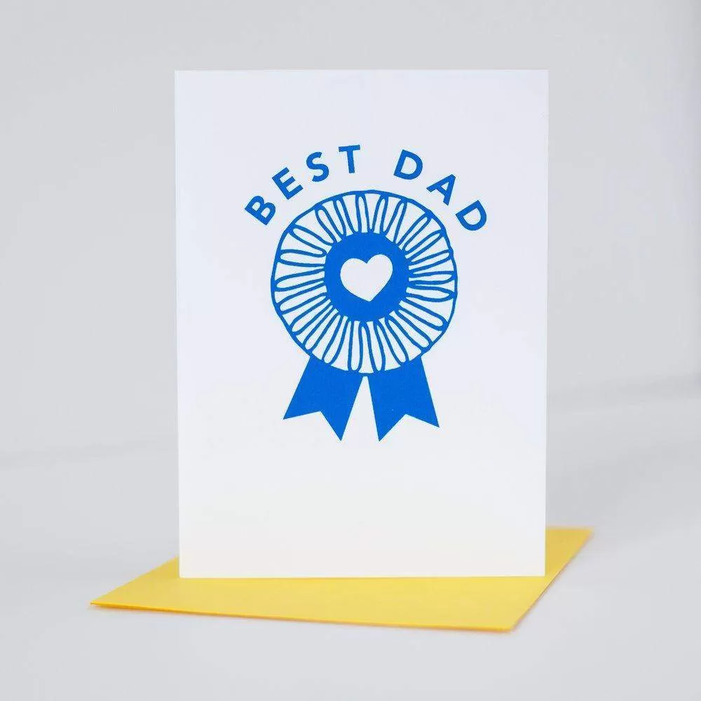 father's day card, blue ribbon best dad greeting card