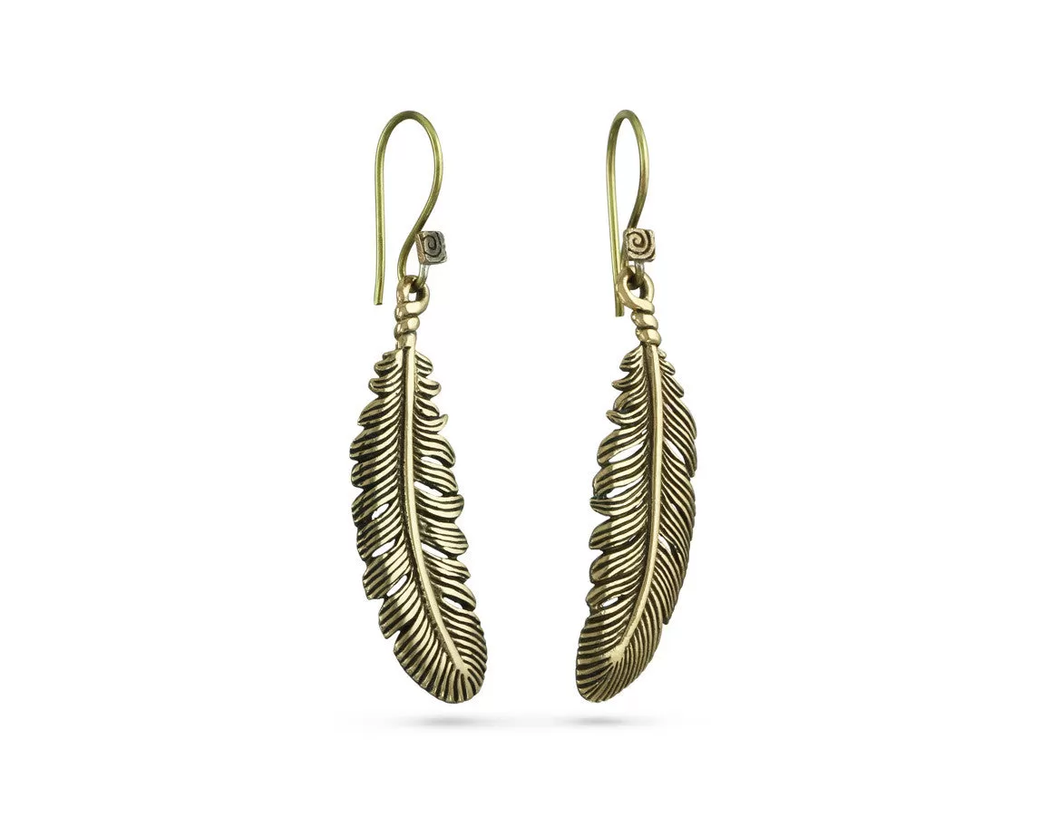 Feather Earrings - Bronze