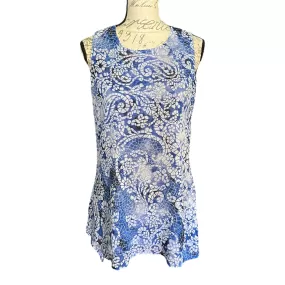 Fever NEW Sleeveless Layered Blue Mosaic Glass Shirt Size Small