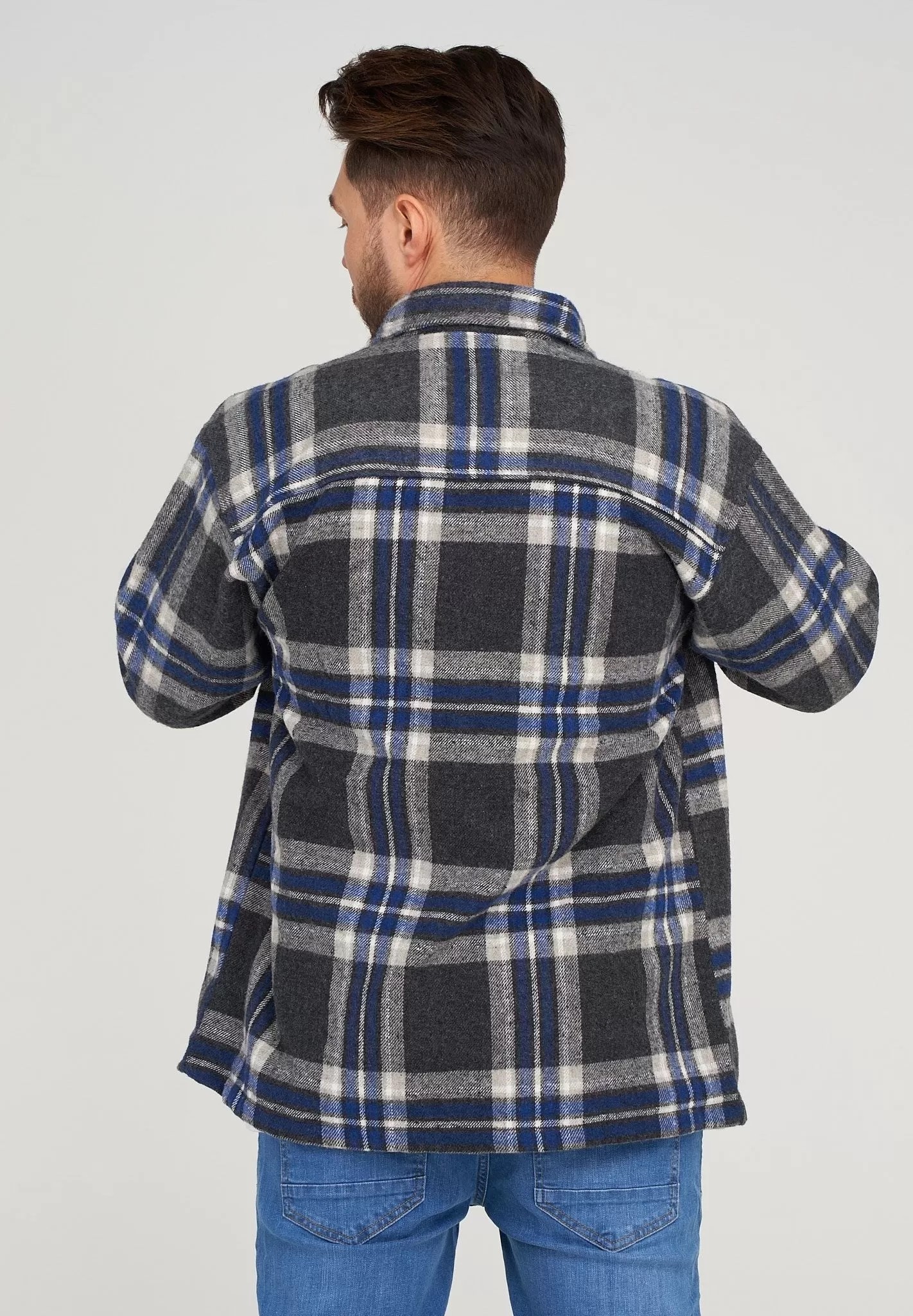 Flanell Overshirt YY152 Grau-Blau