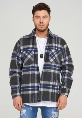 Flanell Overshirt YY152 Grau-Blau