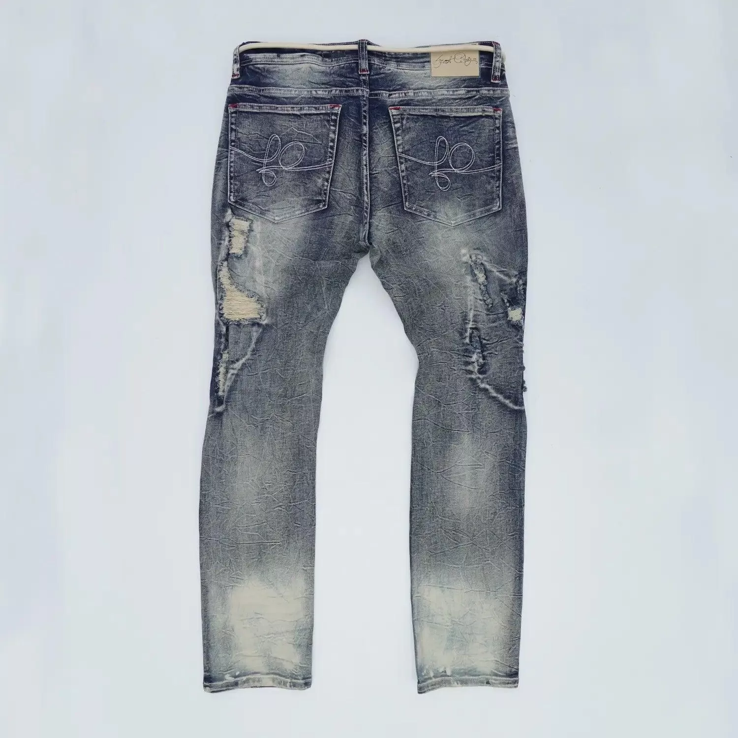 Frost Shredded Blue Jeans