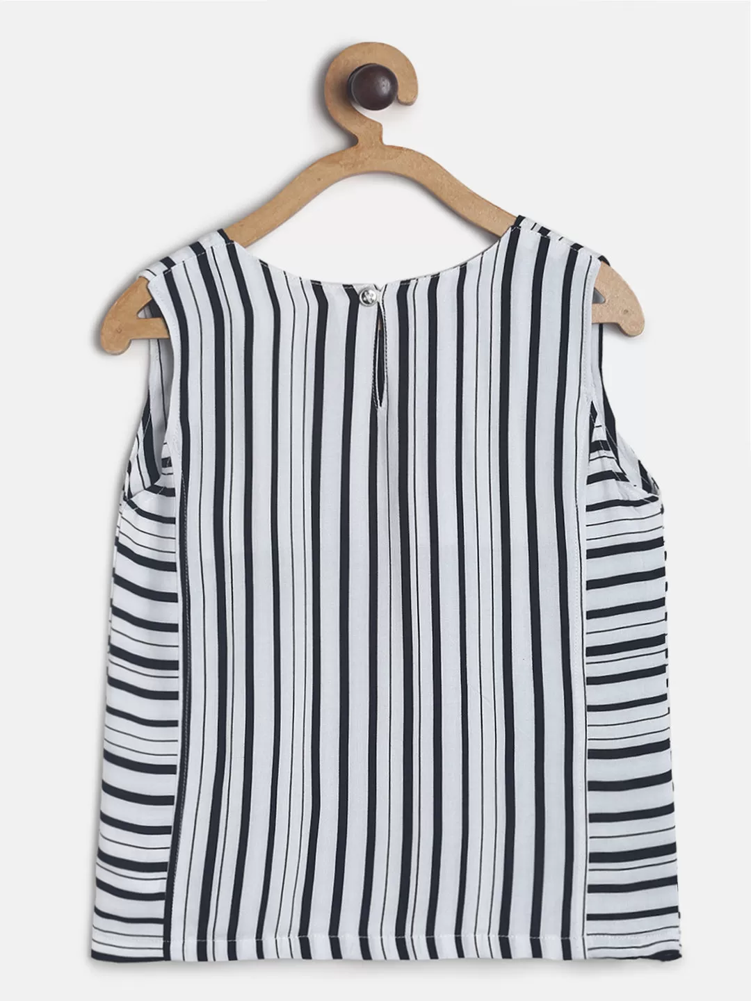 Girls white Stripe Sleeve Less Top