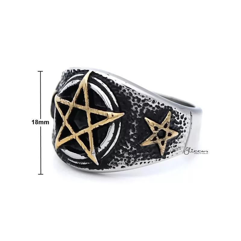 Gold Star Symbol Stainless Steel Men's Ring