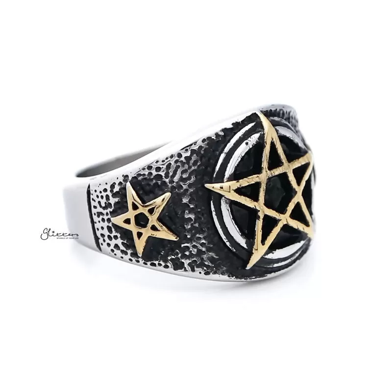 Gold Star Symbol Stainless Steel Men's Ring