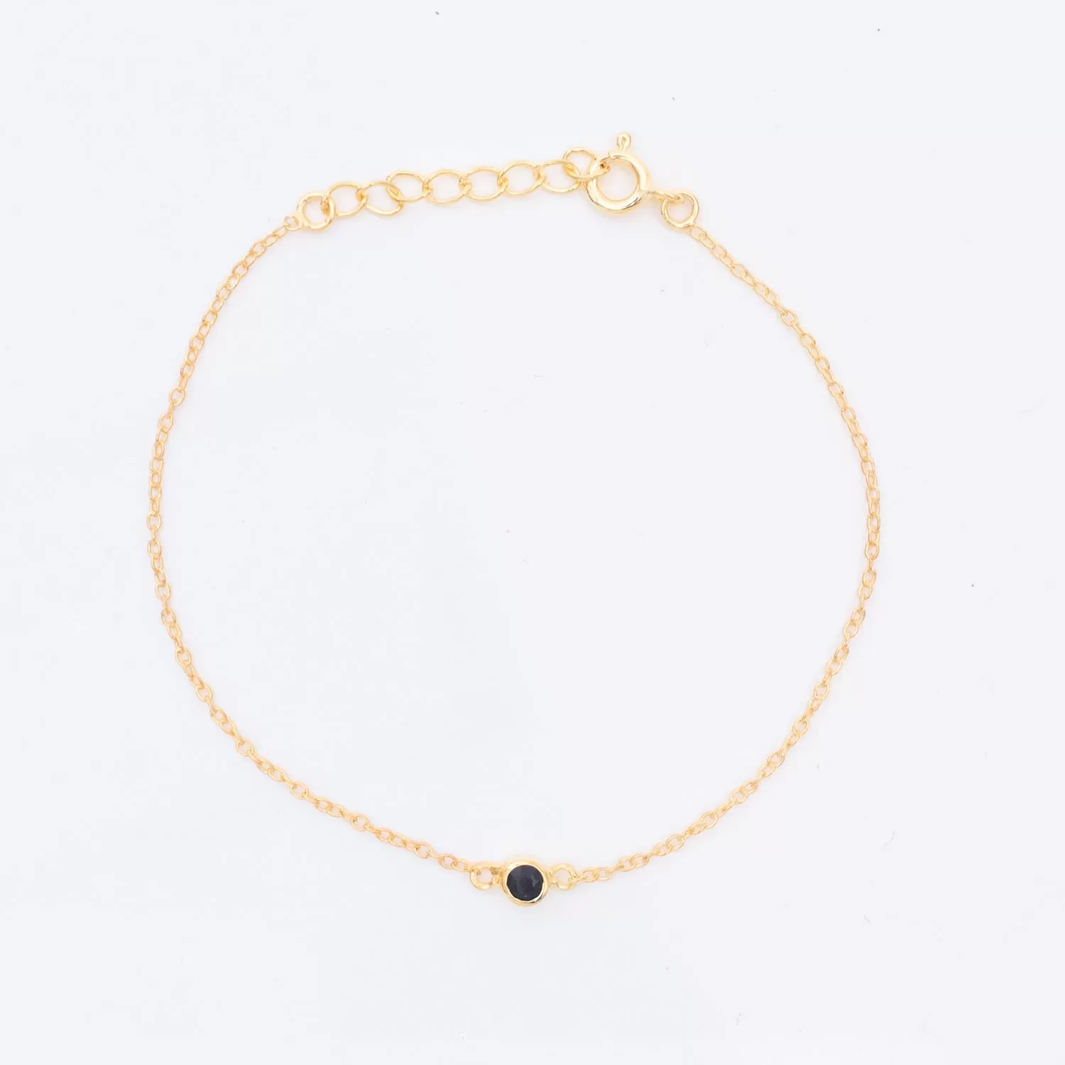 Gold Vermeil Black Onyx Solitaire Bracelet