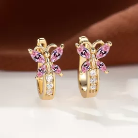 Gorgeous Rainbow Butterfly Earrings - Multicolor Zircon & Rose Gold Plated Wedding Jewelry for Women