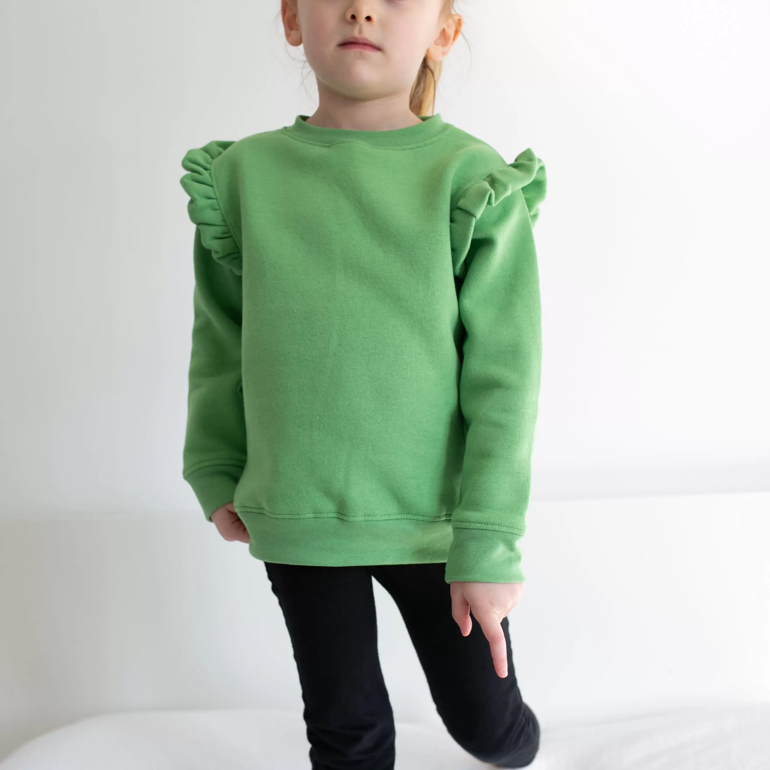 Green frill sleeve Sweatshirt