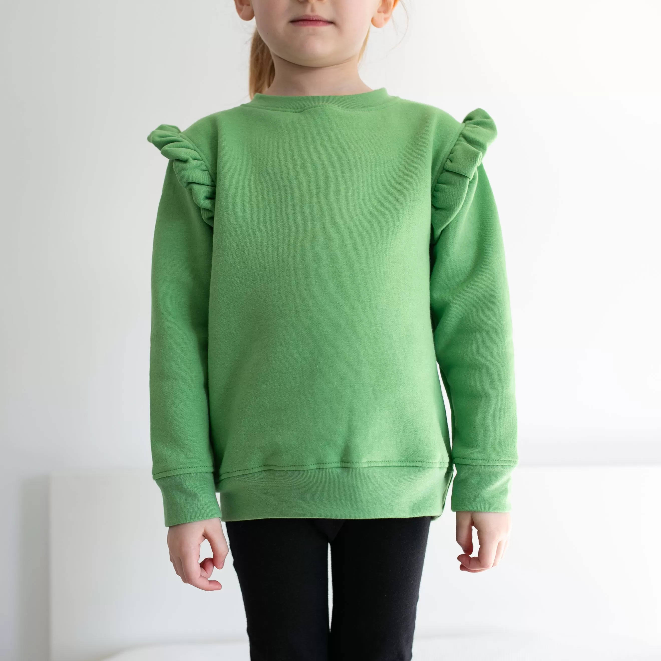 Green frill sleeve Sweatshirt