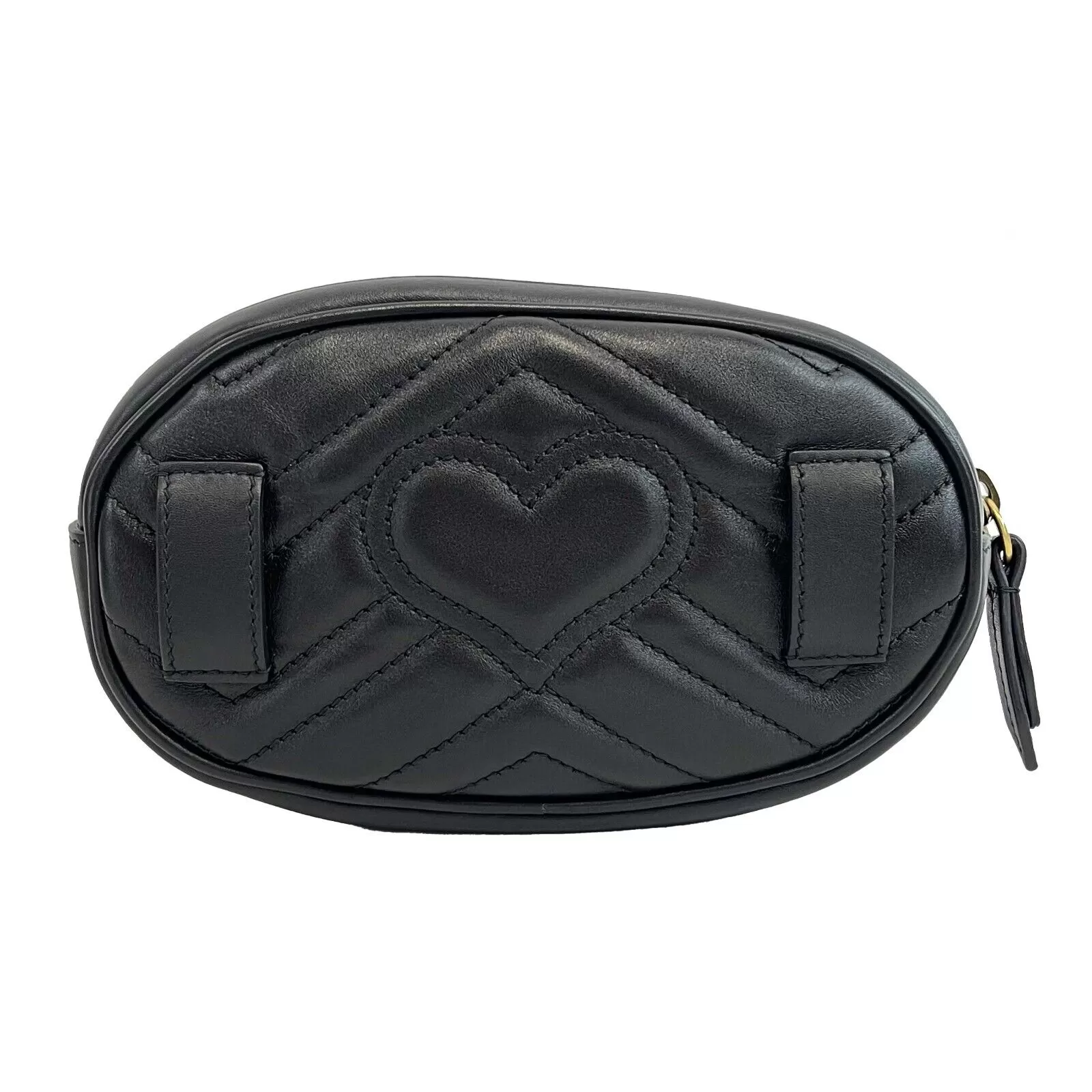 GUCCI - NEW Marmont Black GG Chevron Leather Belt Bag