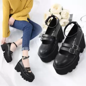 Harajuku Black Strap Shoes AD11913