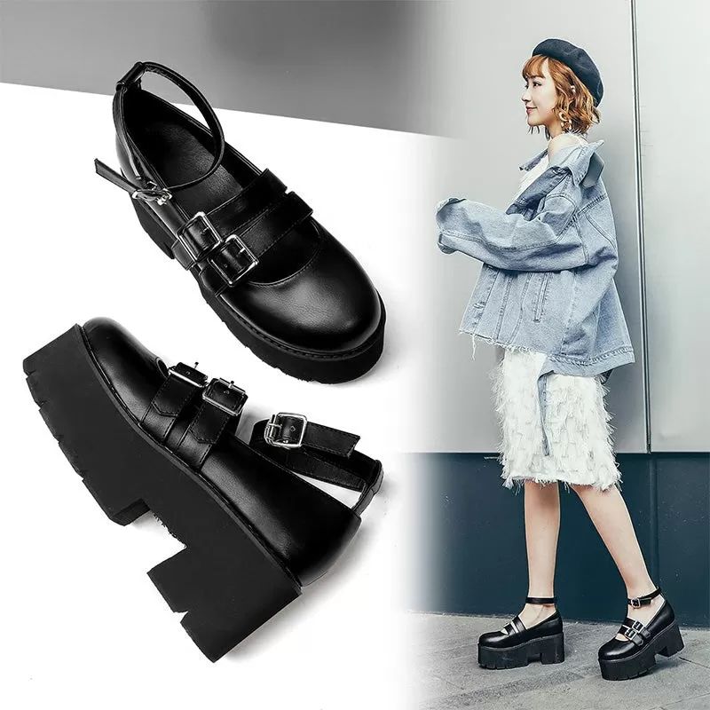 Harajuku Black Strap Shoes AD11913