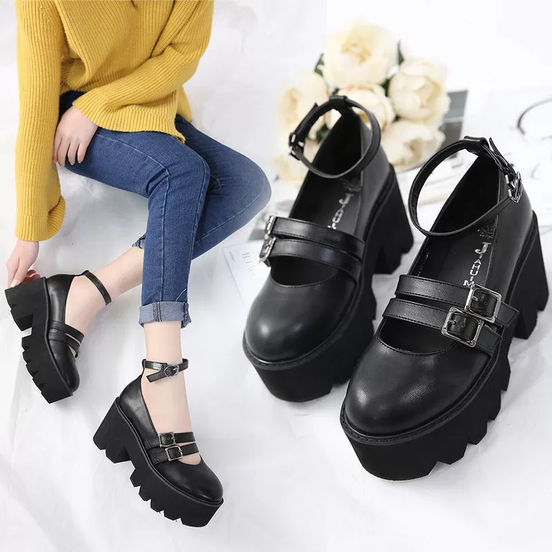 Harajuku Black Strap Shoes AD11913