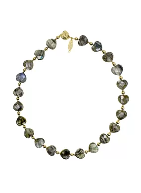 Heart-Shaped Labradorite Choker Necklace LN075