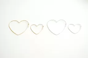 Heart Wire Wholesale Hoop Earrings- 14k Gold Filled or Sterling Silver Hoop Earrings, Open Heart Wire, Love Heart Shaped Earrings, Heart Hoop Earwire