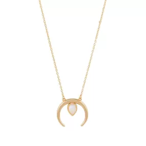 Horn Floating Pear Moonstone Necklace 14k gold vermeil