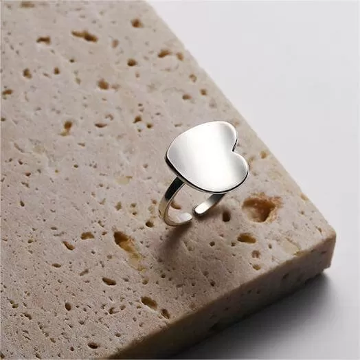 Irregular Peach Heart Silver Heart Plain Ring