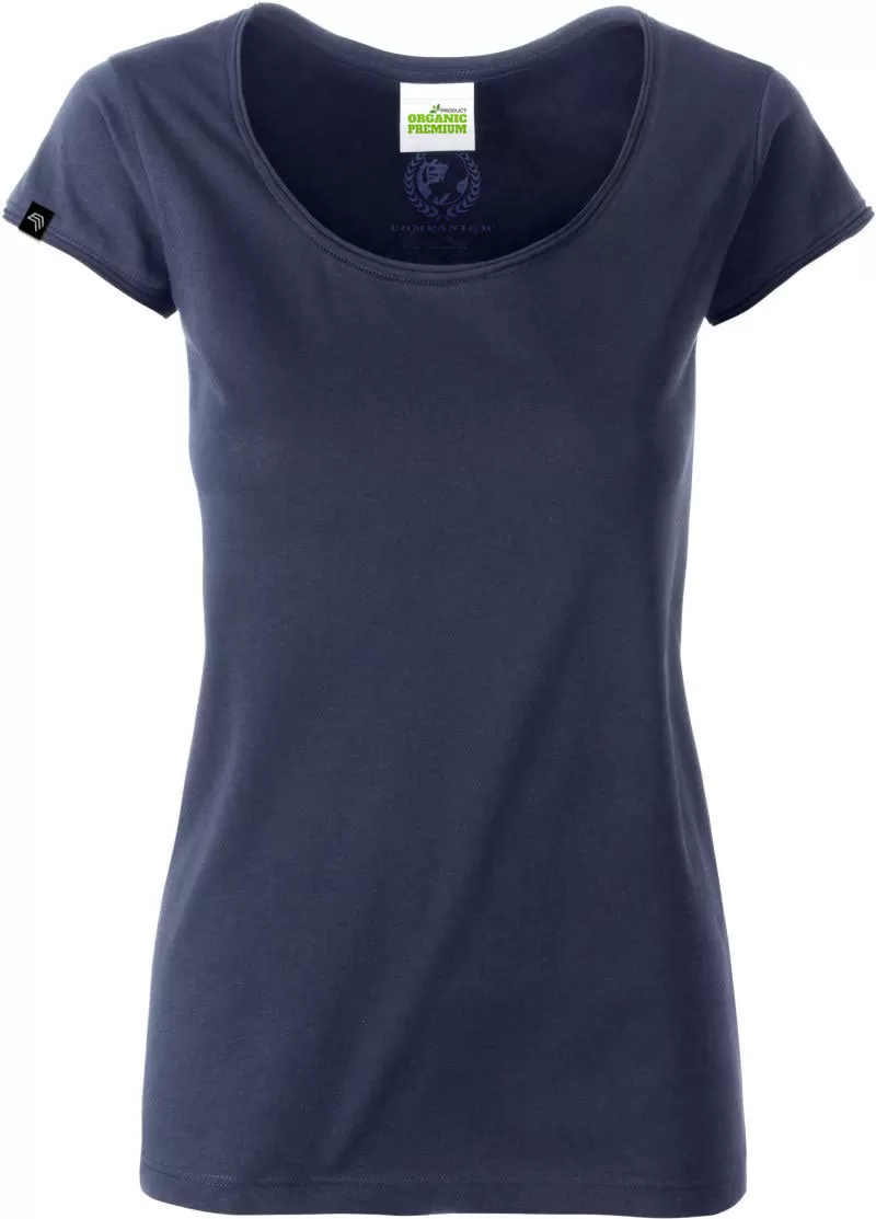 JAN 8001 ― Damen Bio-Baumwolle Rollsaum T-Shirt - Navy Blau