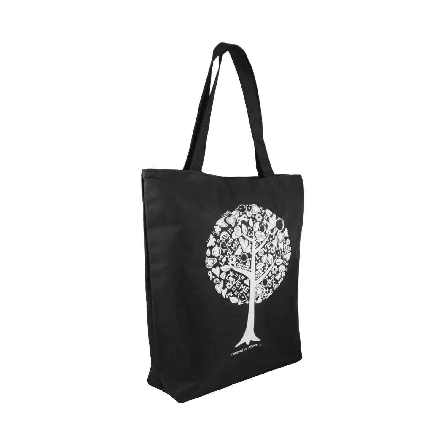 Love Tree Canvas Tote Bag - Black