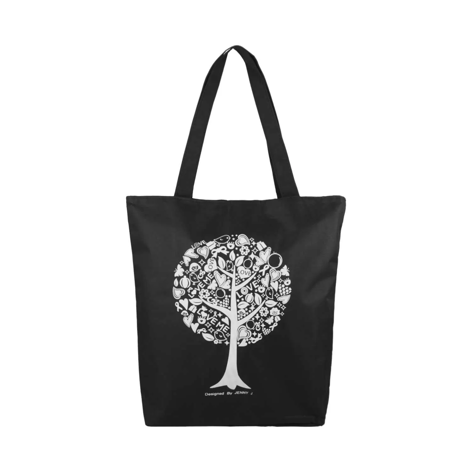 Love Tree Canvas Tote Bag - Black