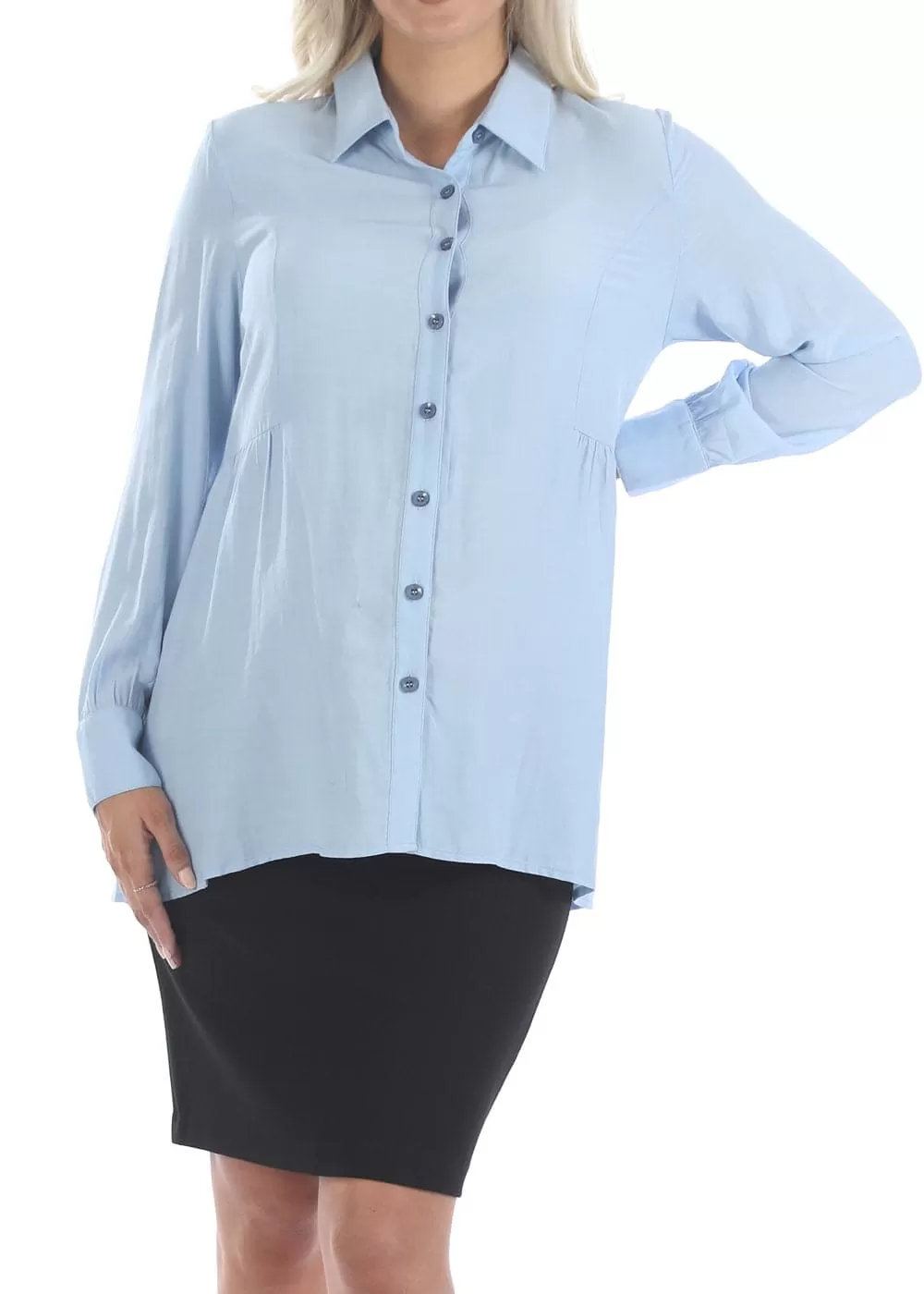 Maternity Blue Work Shirt