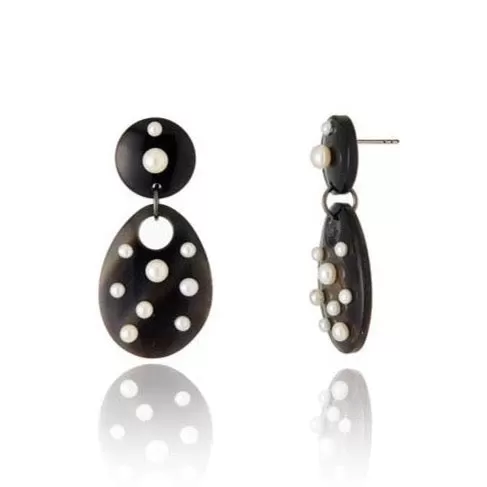 MCL Design Statement Earrings with Sterling Silver & White Pearls