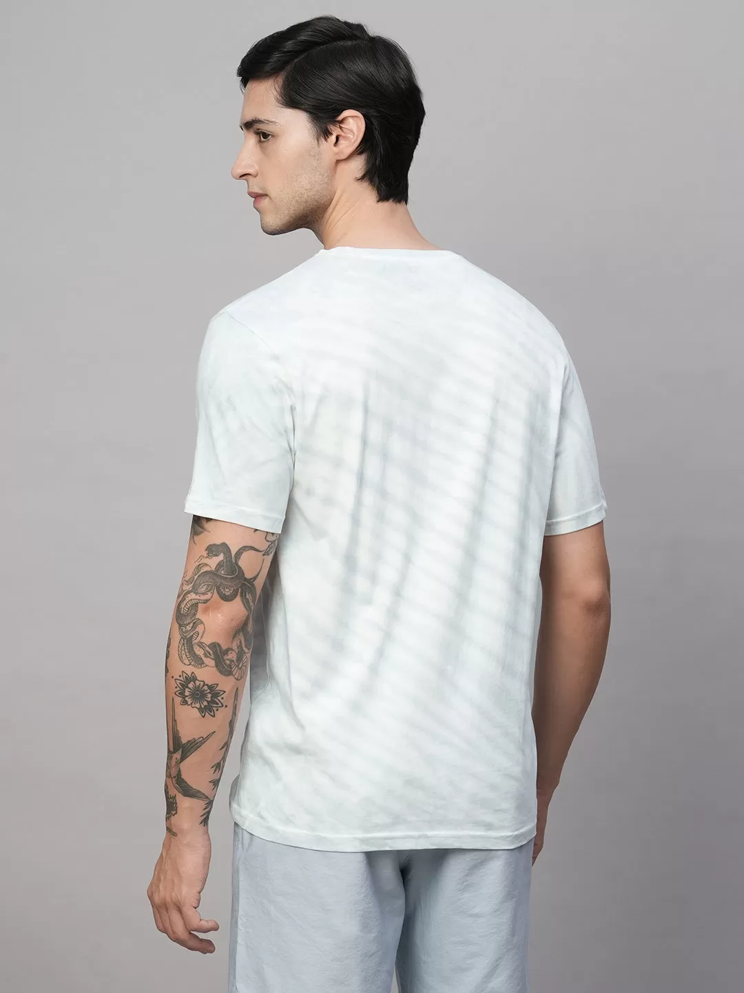 Men's Blue Cotton Regular Fit Tshirt