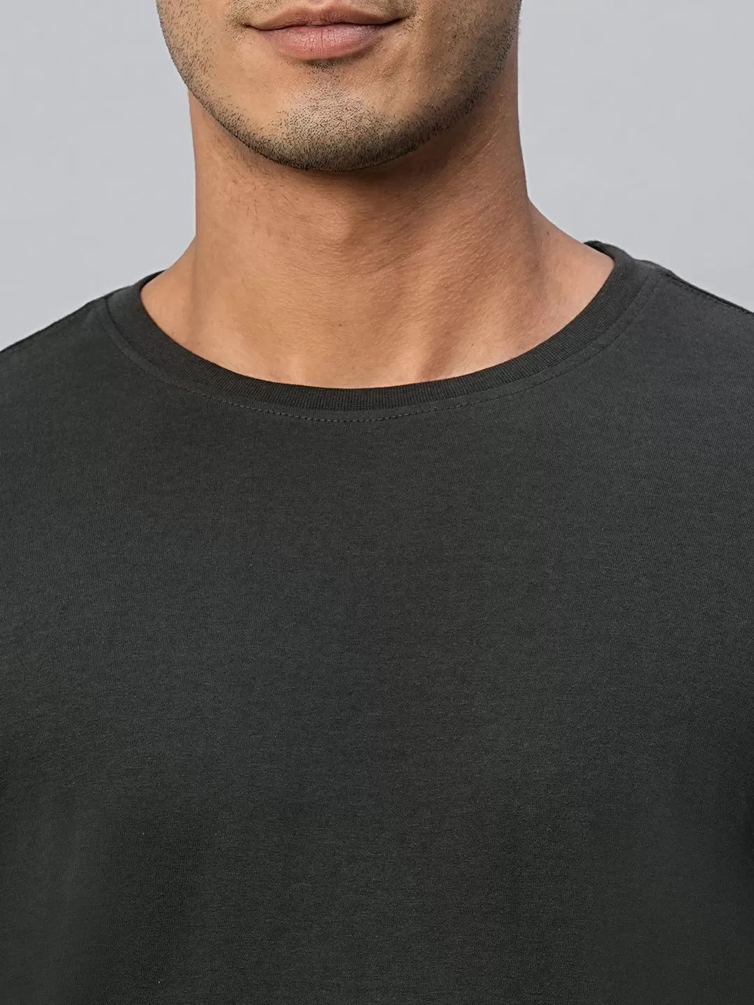 Men's Dark Grey Cotton Regular Fit Tshirts