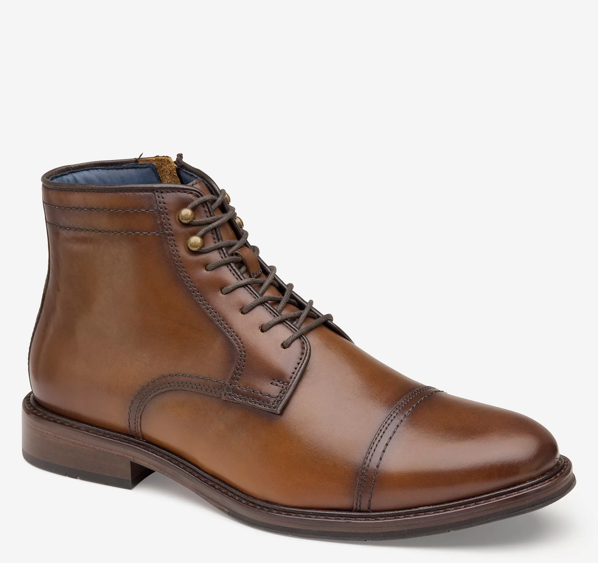 Men's Johnston & Murphy | XC Flex™ Raleigh Cap Toe Zip Boot | Tan Full Grain