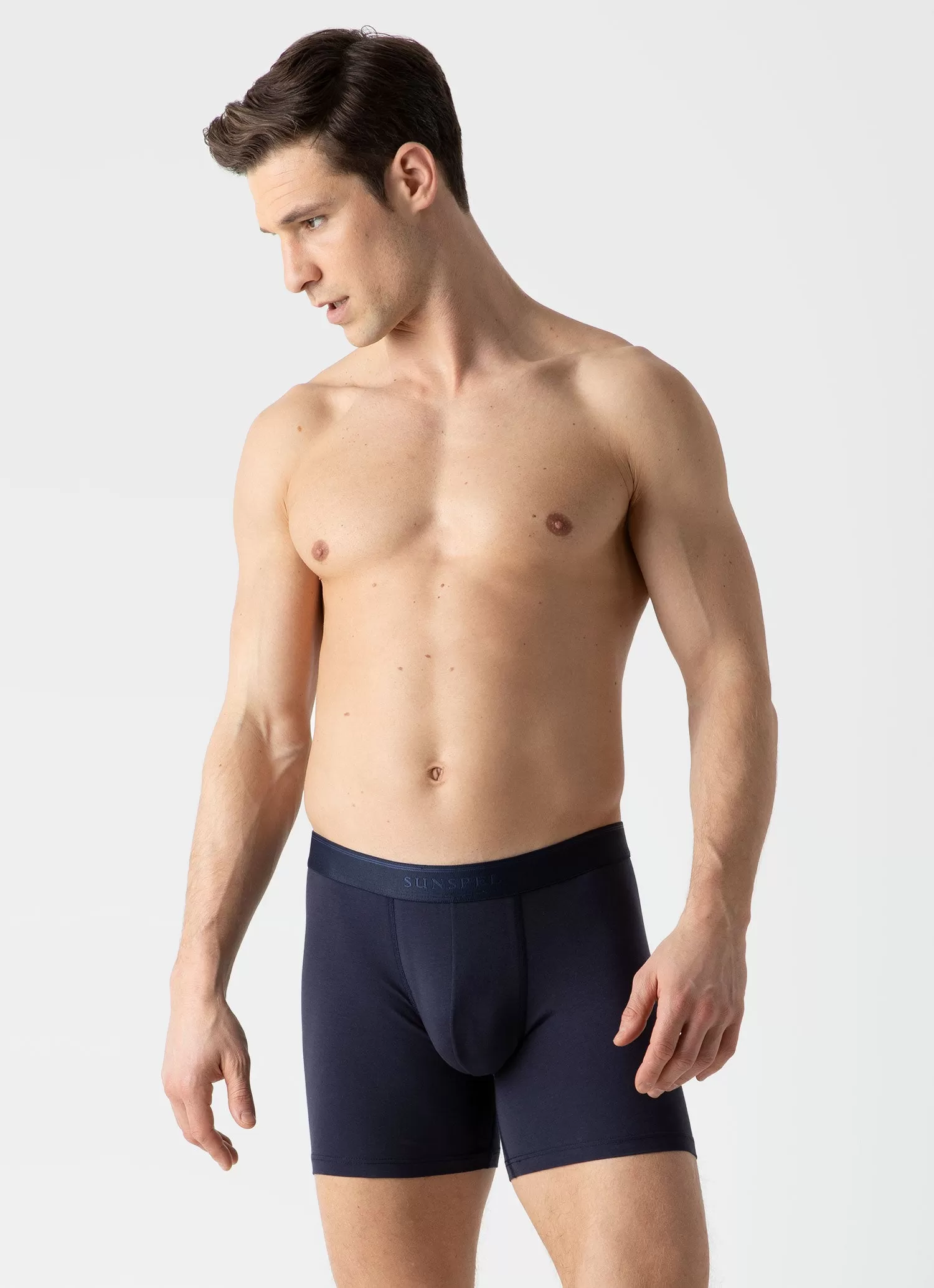 Men's Stretch Cotton Boxer Briefs in Navy