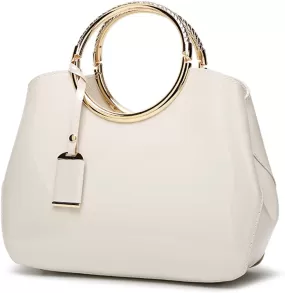 Metal Grip Structured  Handbag