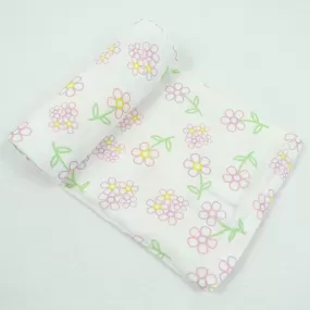 MuslinZ Bamboo/Organic Cotton Swaddle Blanket Flower