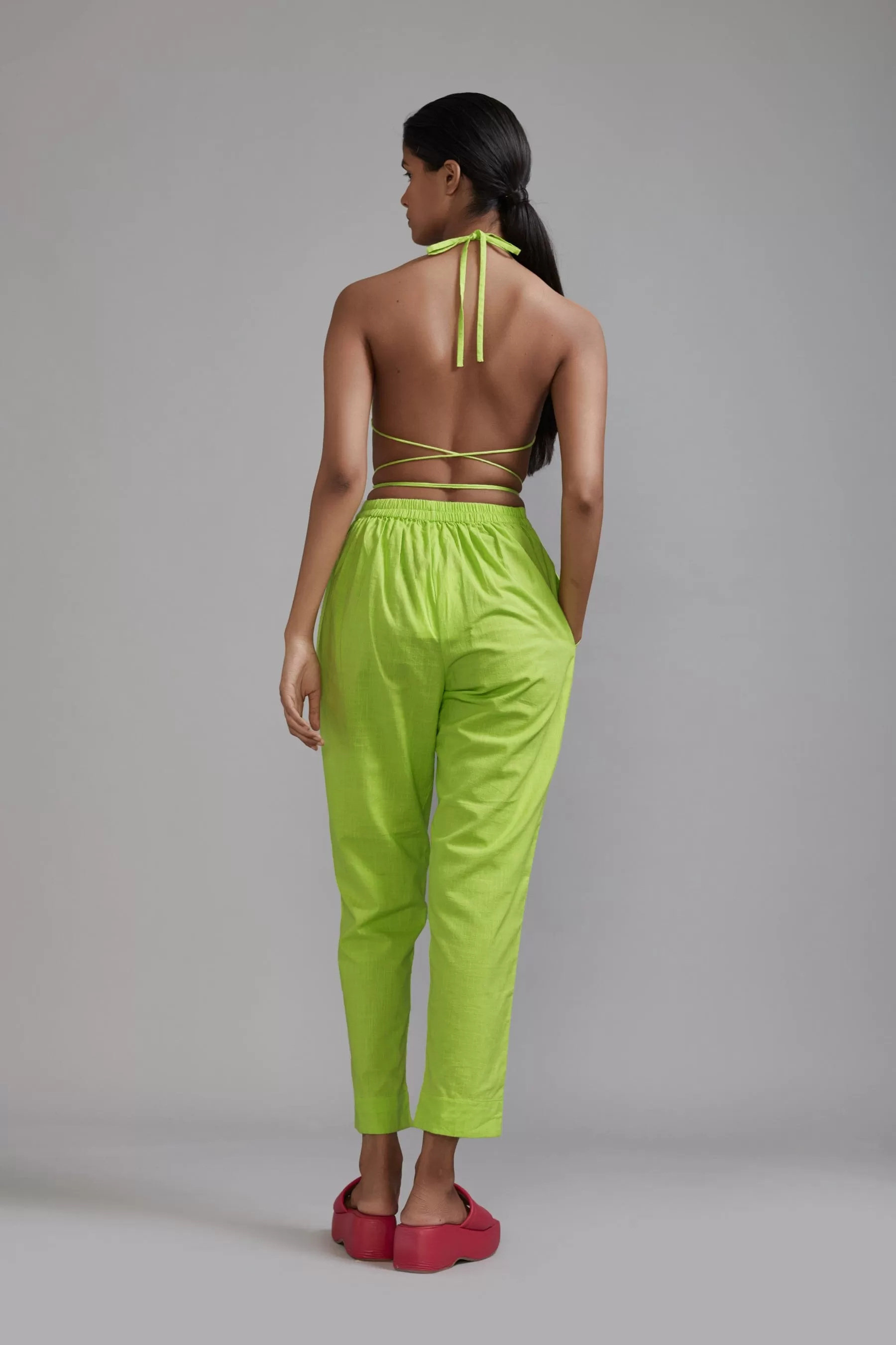 Neon Green Overlap Bralette & SE Pants Set (2 PCS)