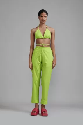 Neon Green Overlap Bralette & SE Pants Set (2 PCS)