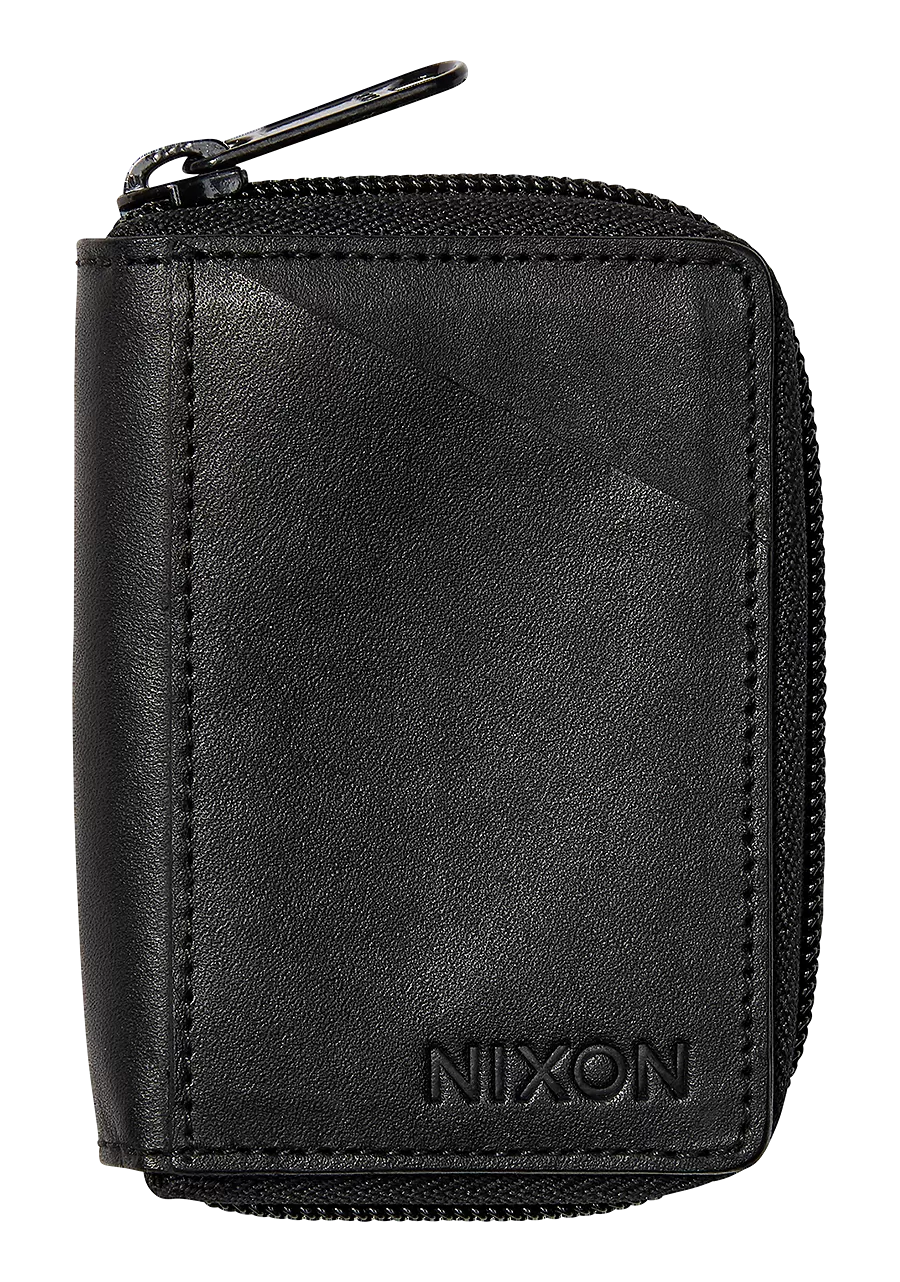 Orbit Zip Card Leather Wallet - Black