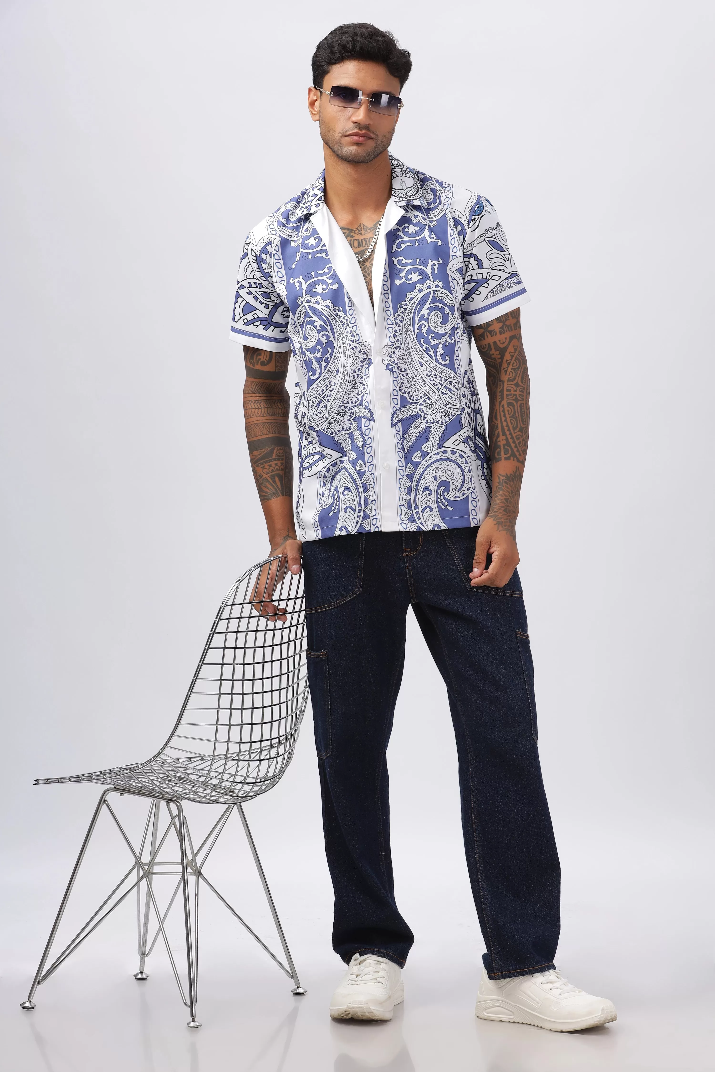 Paisley court printed short sleeve shirt for men